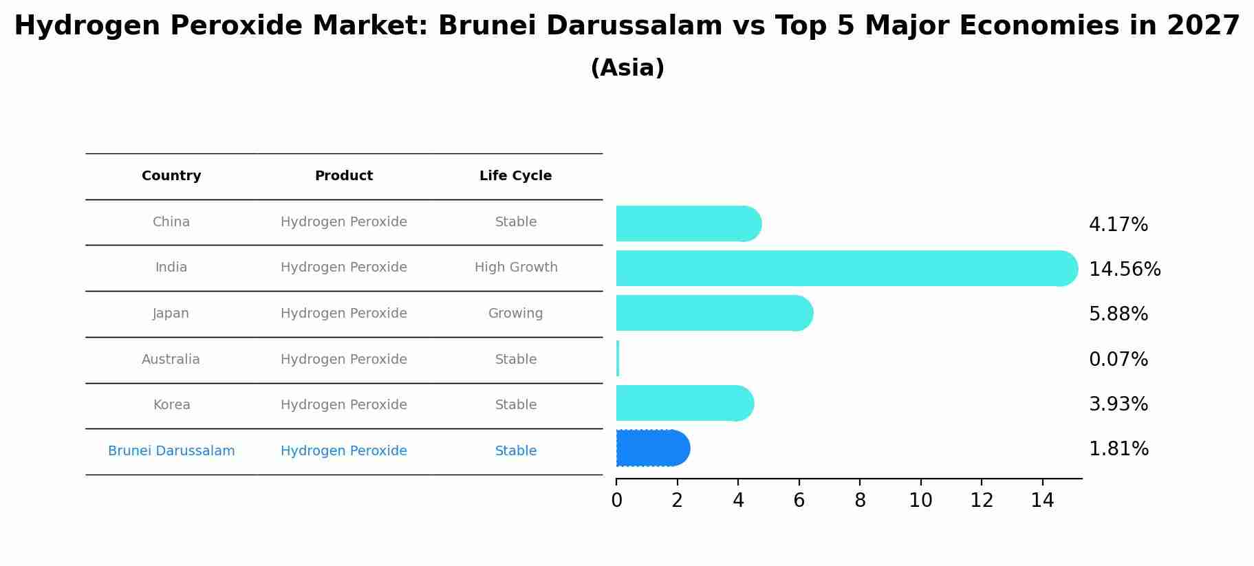 Hydrogen Peroxide Market: Brunei Darussalam vs Top 5 Major Economies in 2027 (Asia)