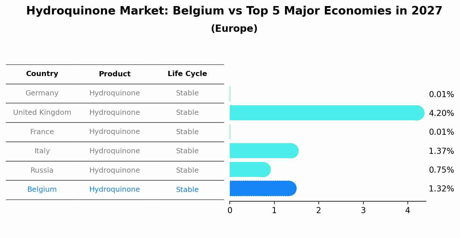 Hydroquinone Market: Belgium vs Top 5 Major Economies in 2027 (Europe)