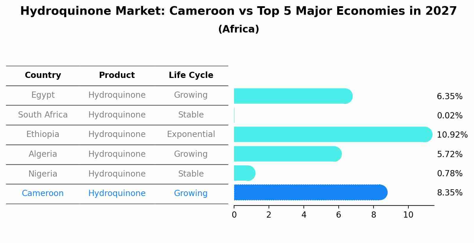 Hydroquinone Market: Cameroon vs Top 5 Major Economies in 2027 (Africa)