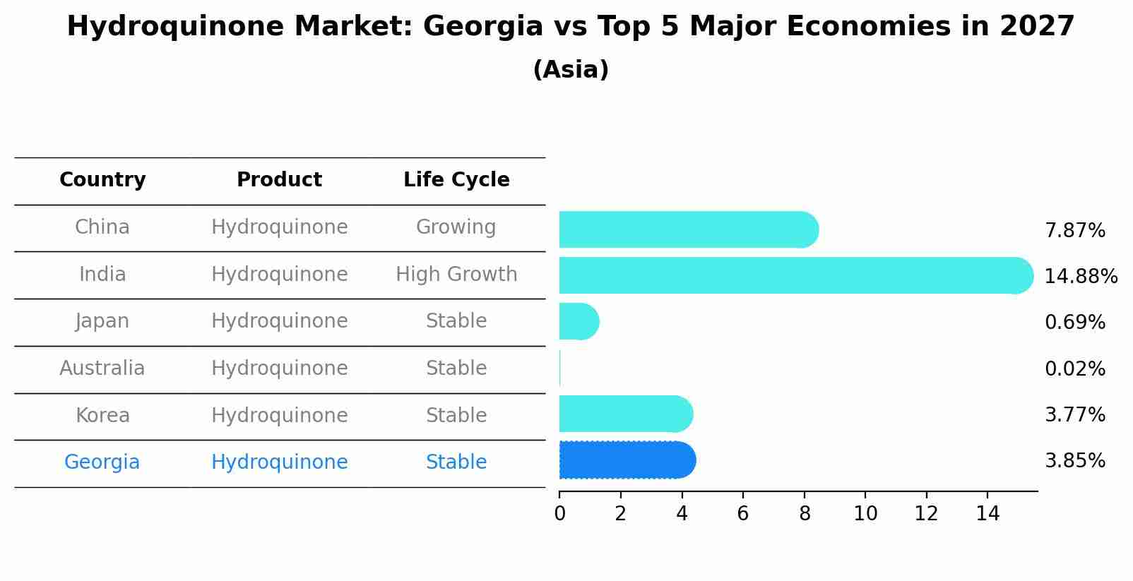 Hydroquinone Market: Georgia vs Top 5 Major Economies in 2027 (Asia)