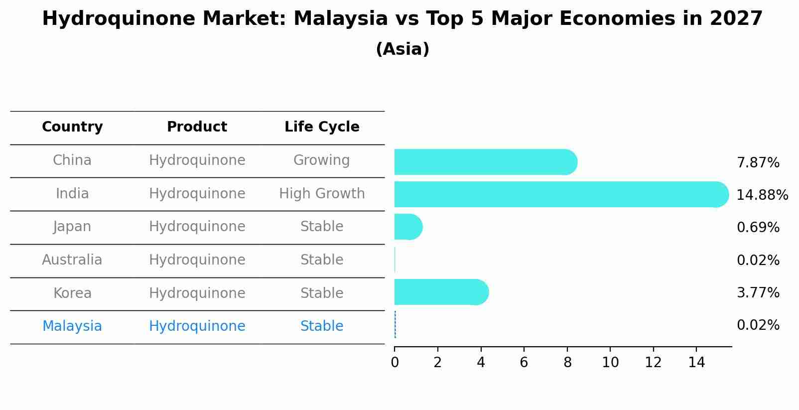 Hydroquinone Market: Malaysia vs Top 5 Major Economies in 2027 (Asia)