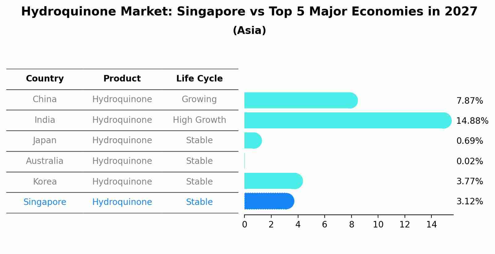 Hydroquinone Market: Singapore vs Top 5 Major Economies in 2027 (Asia)