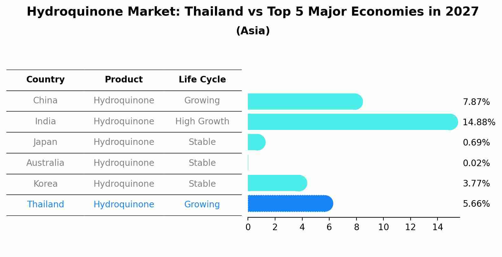 Hydroquinone Market: Thailand vs Top 5 Major Economies in 2027 (Asia)