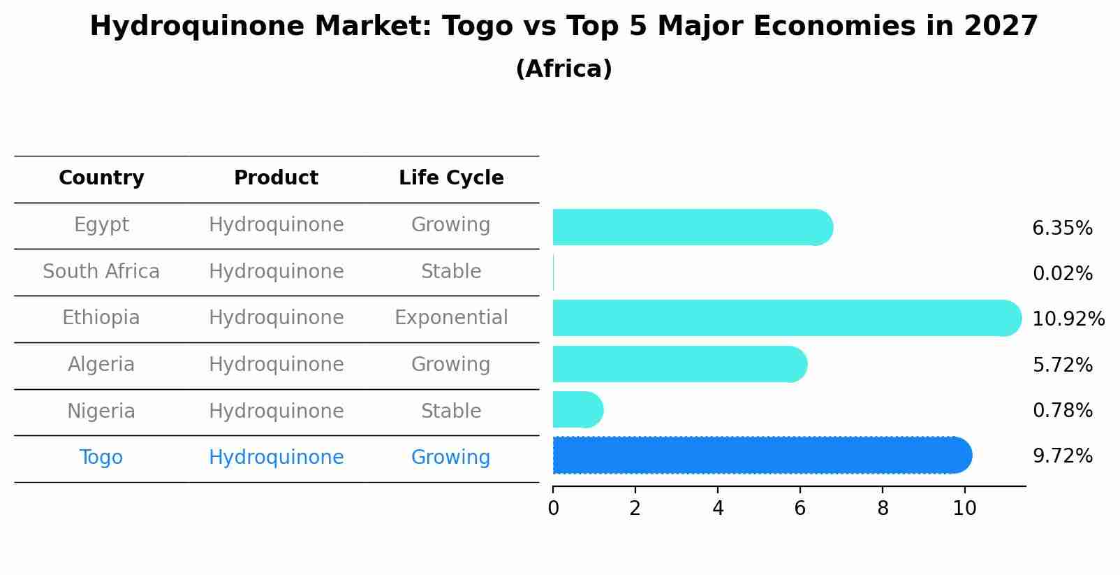 Hydroquinone Market: Togo vs Top 5 Major Economies in 2027 (Africa)