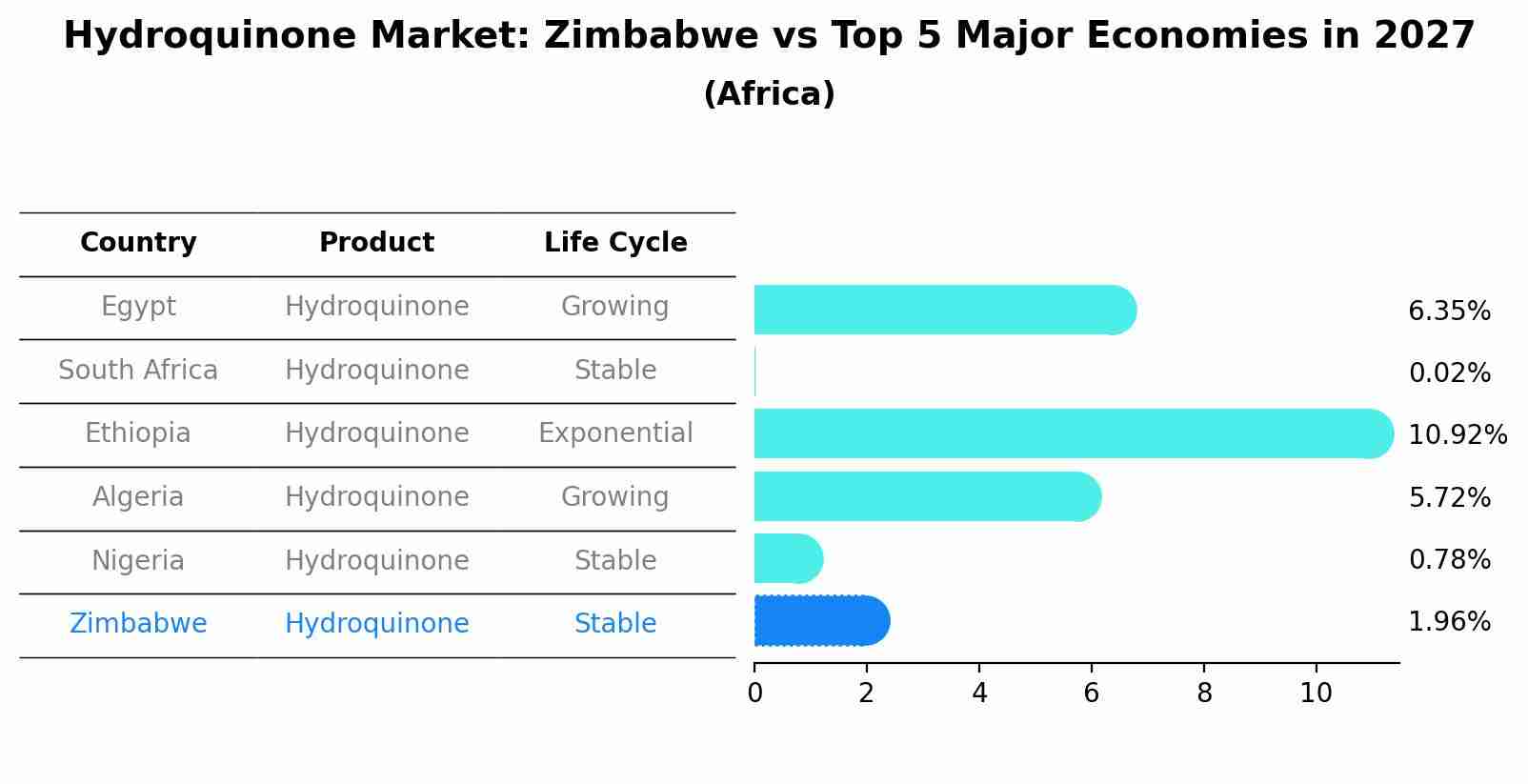 Hydroquinone Market: Zimbabwe vs Top 5 Major Economies in 2027 (Africa)