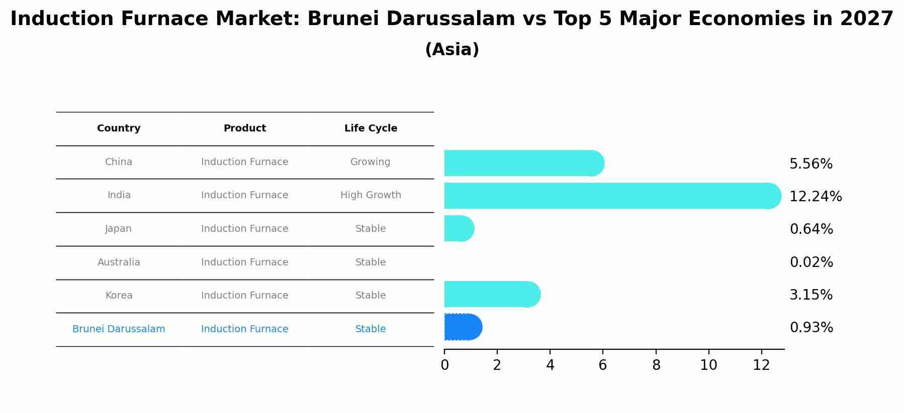 Induction Furnace Market: Brunei Darussalam vs Top 5 Major Economies in 2027 (Asia)