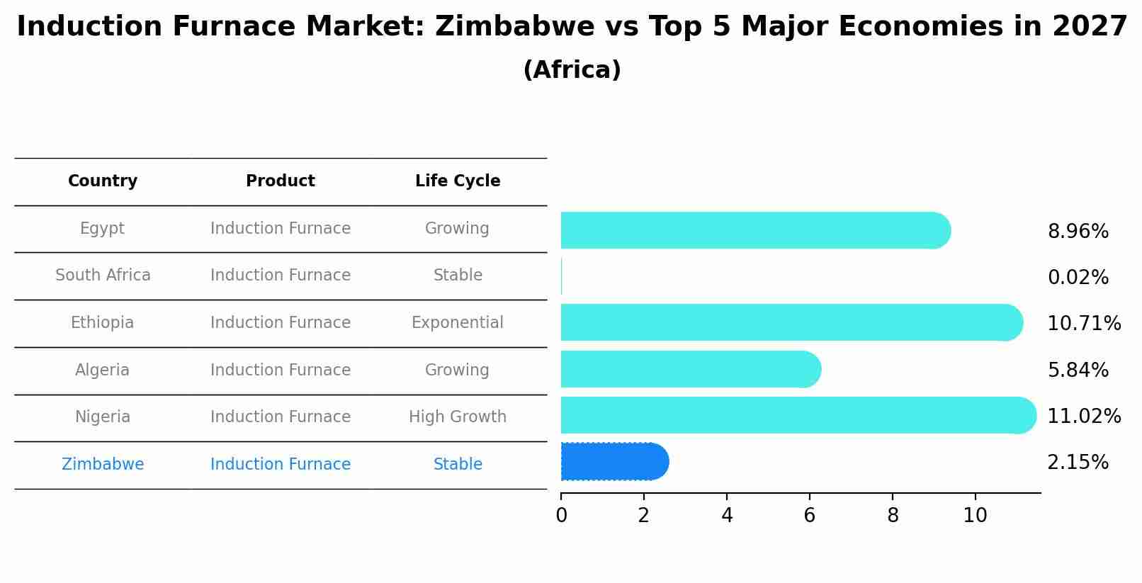 Induction Furnace Market: Zimbabwe vs Top 5 Major Economies in 2027 (Africa)