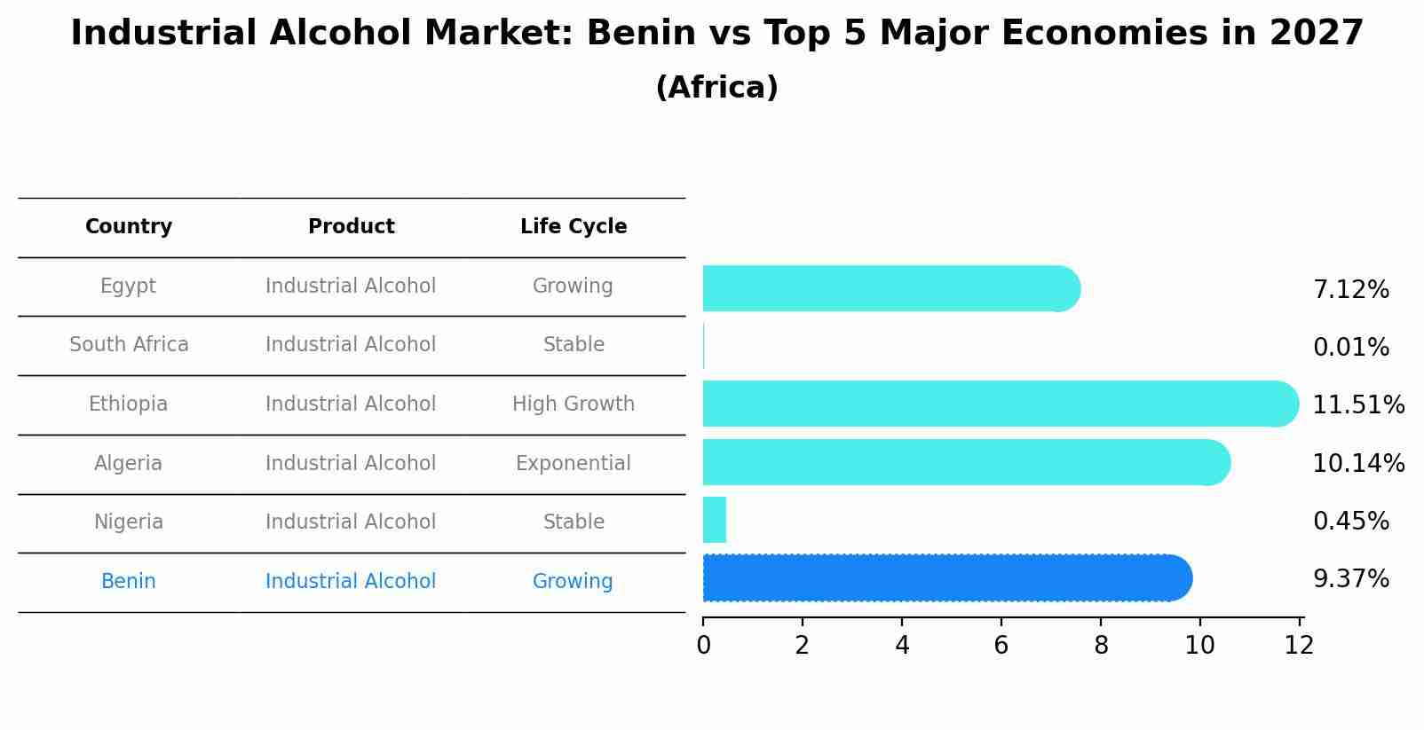 Industrial Alcohol Market: Benin vs Top 5 Major Economies in 2027 (Africa)