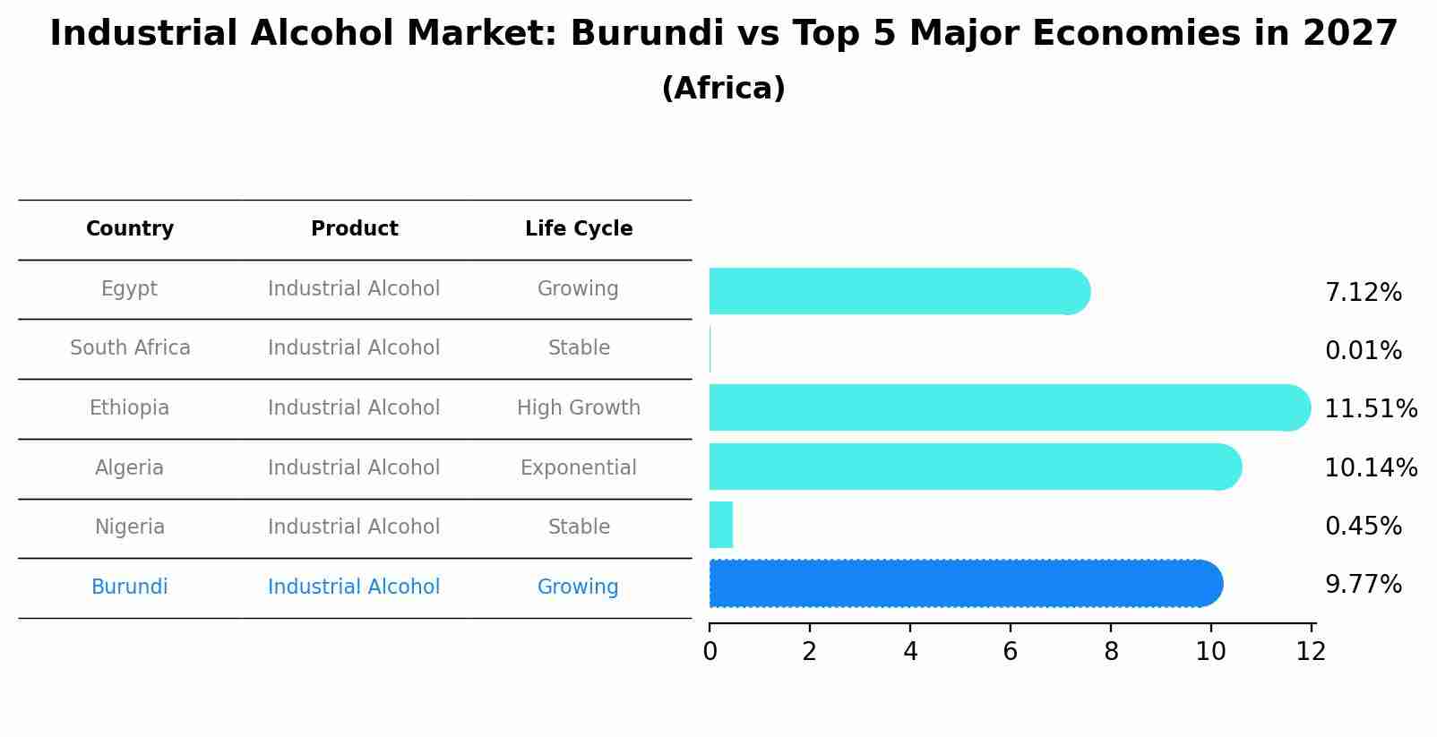 Industrial Alcohol Market: Burundi vs Top 5 Major Economies in 2027 (Africa)