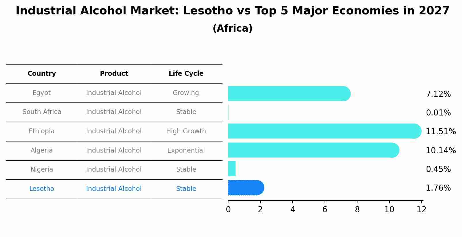 Industrial Alcohol Market: Lesotho vs Top 5 Major Economies in 2027 (Africa)
