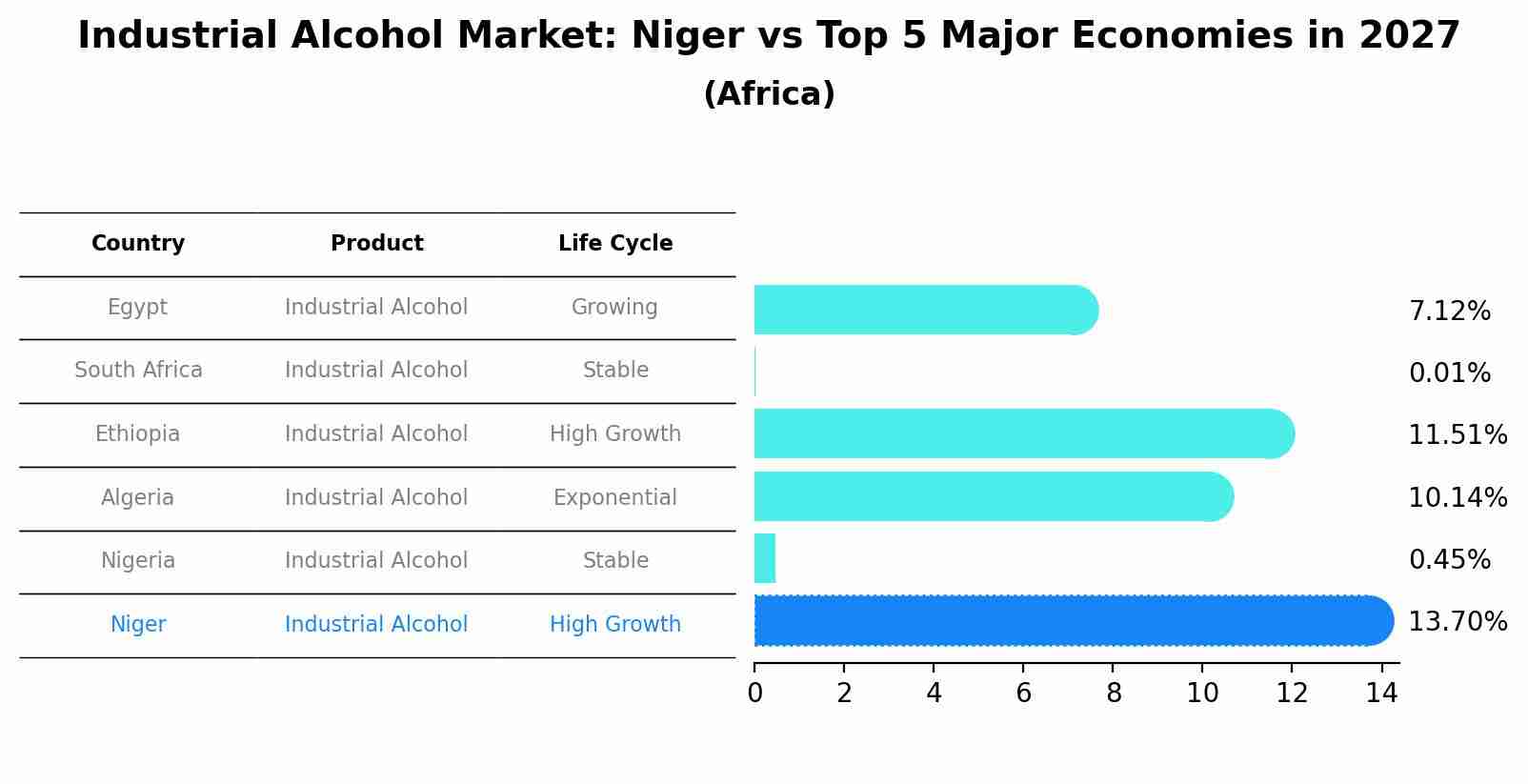Industrial Alcohol Market: Niger vs Top 5 Major Economies in 2027 (Africa)