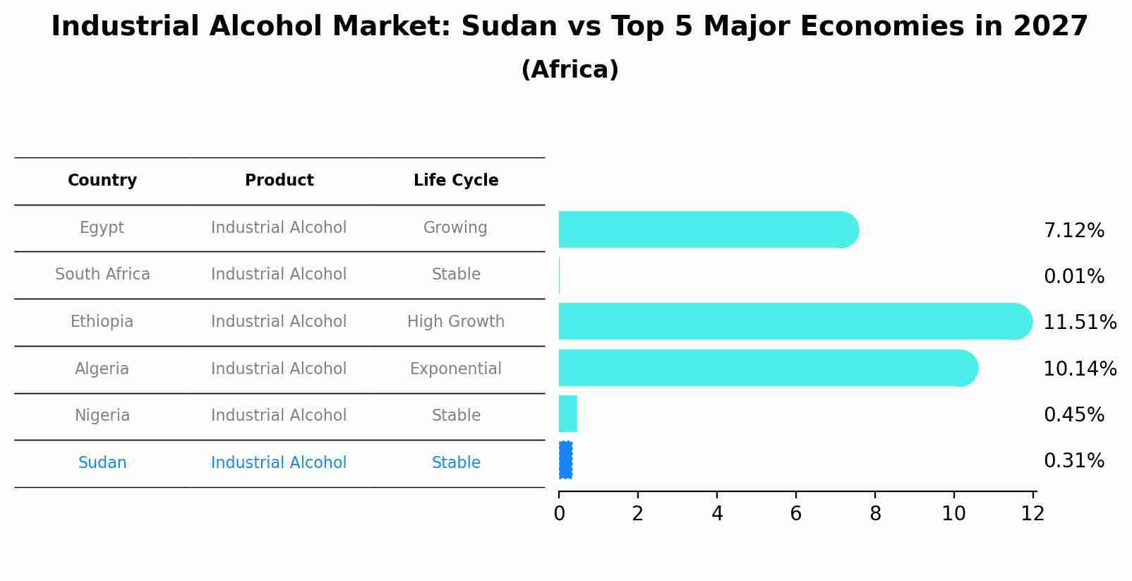 Industrial Alcohol Market: Sudan vs Top 5 Major Economies in 2027 (Africa)