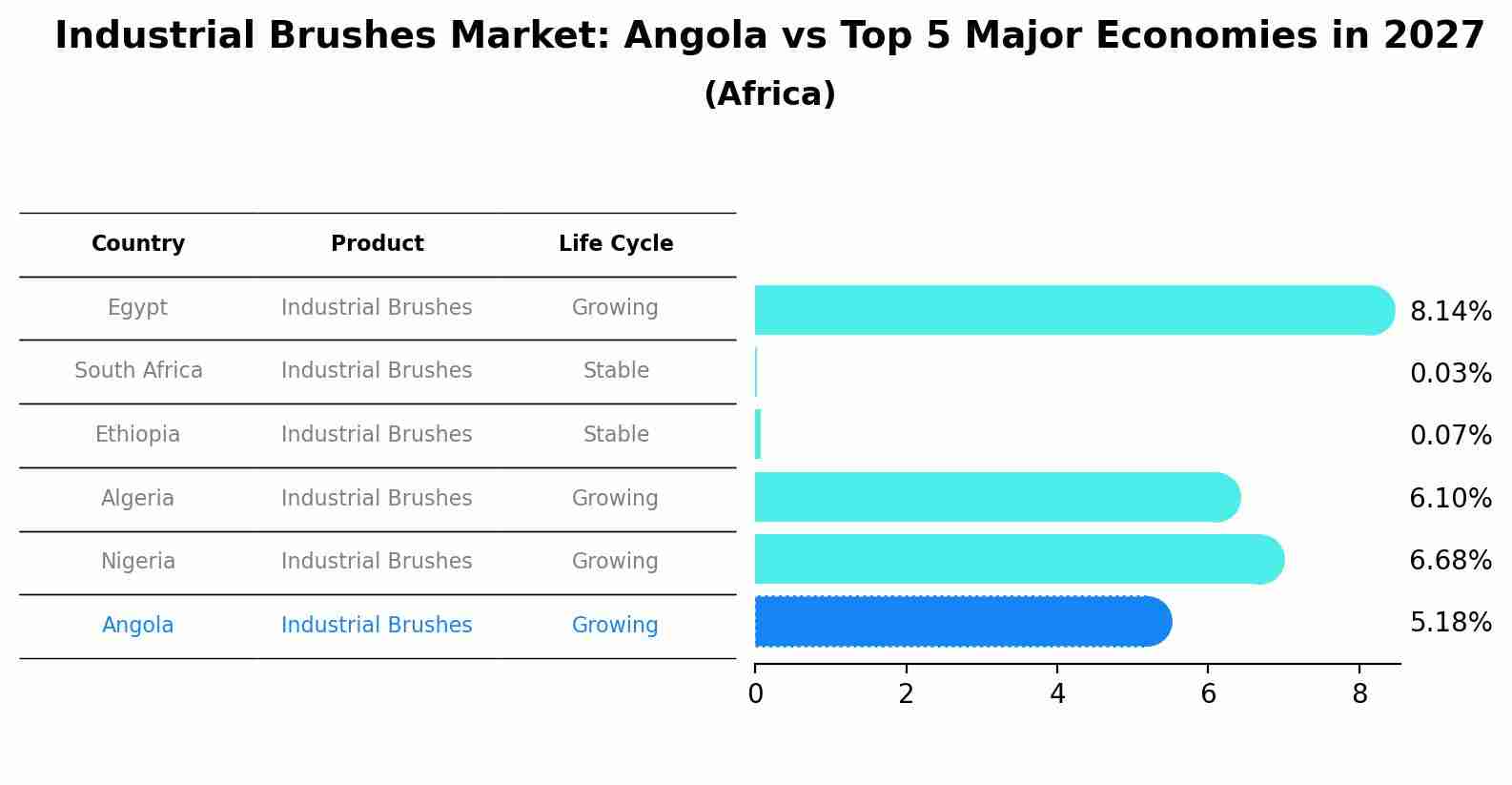 Industrial Brushes Market: Angola vs Top 5 Major Economies in 2027 (Africa)