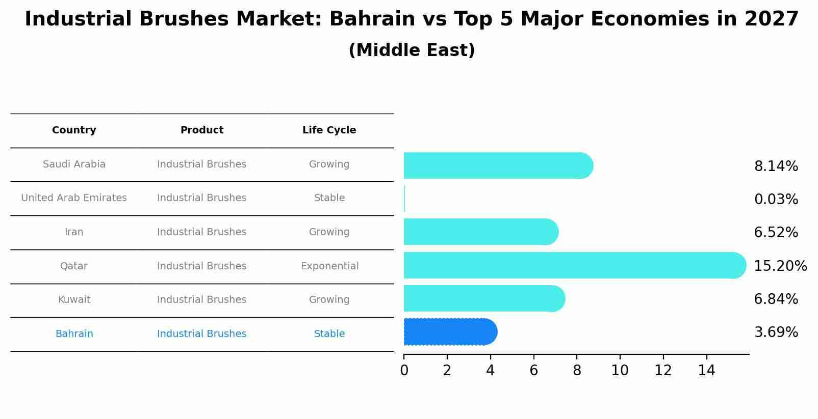 Industrial Brushes Market: Bahrain vs Top 5 Major Economies in 2027 (Middle East)