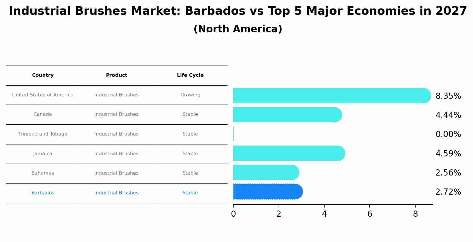 Industrial Brushes Market: Barbados vs Top 5 Major Economies in 2027 (North America)