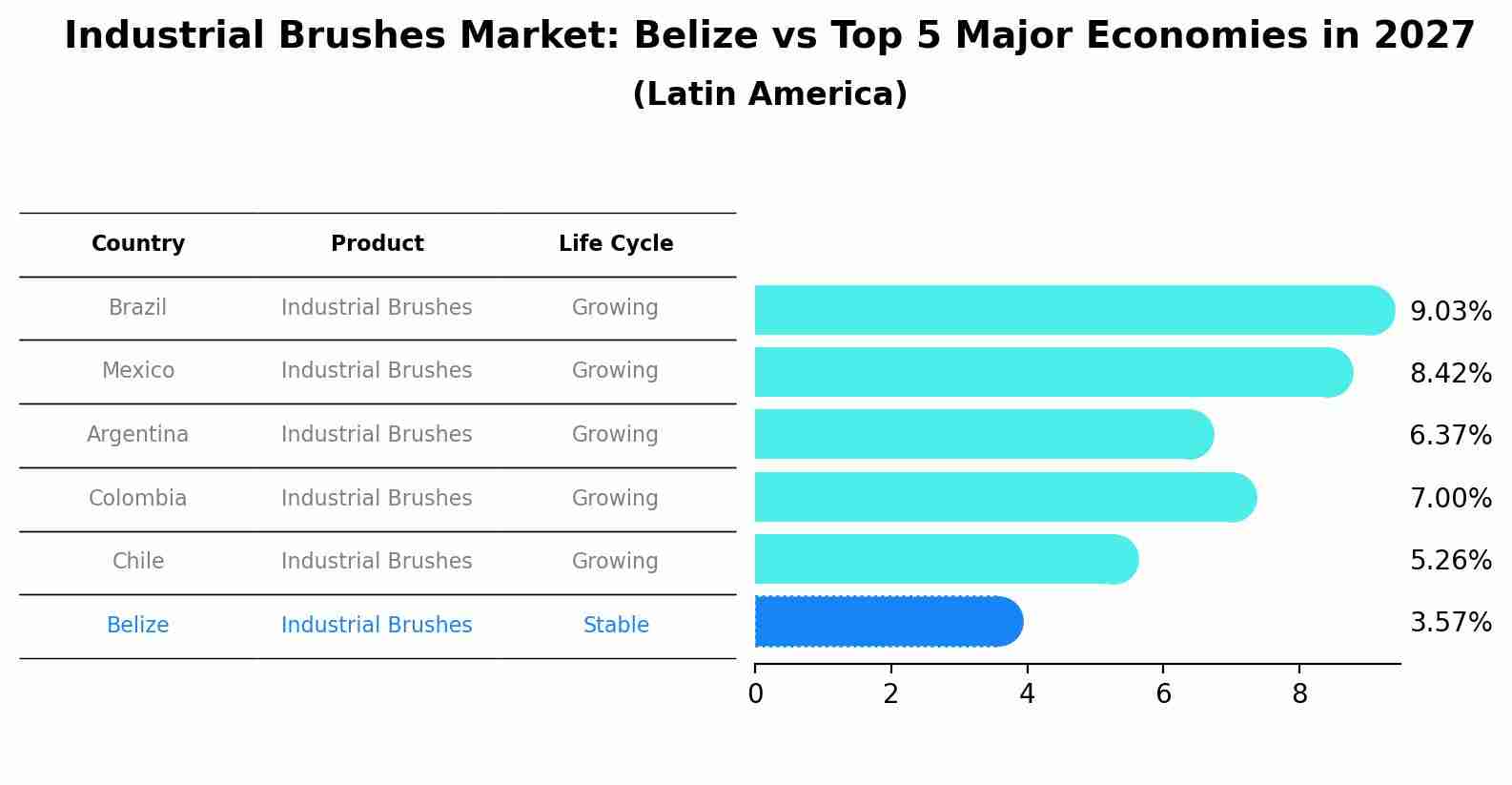 Industrial Brushes Market: Belize vs Top 5 Major Economies in 2027 (Latin America)