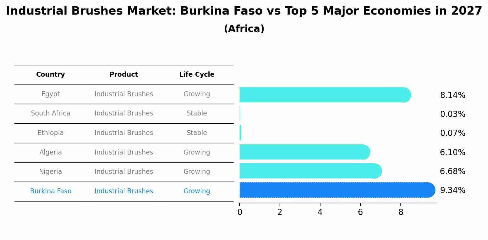 Industrial Brushes Market: Burkina Faso vs Top 5 Major Economies in 2027 (Africa)