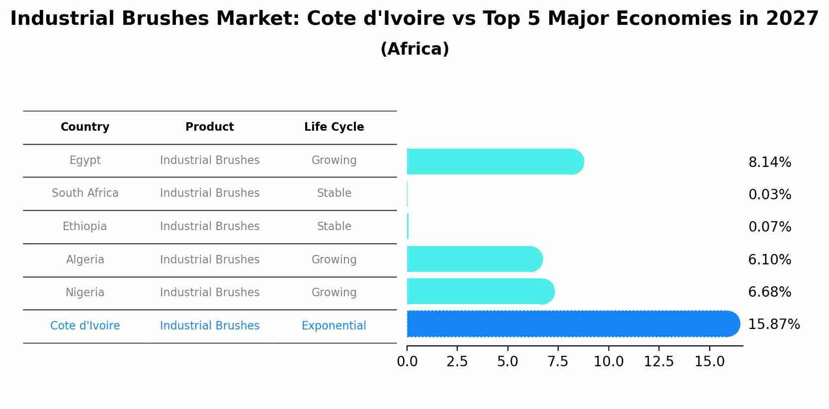 Industrial Brushes Market: Cote d'Ivoire vs Top 5 Major Economies in 2027 (Africa)