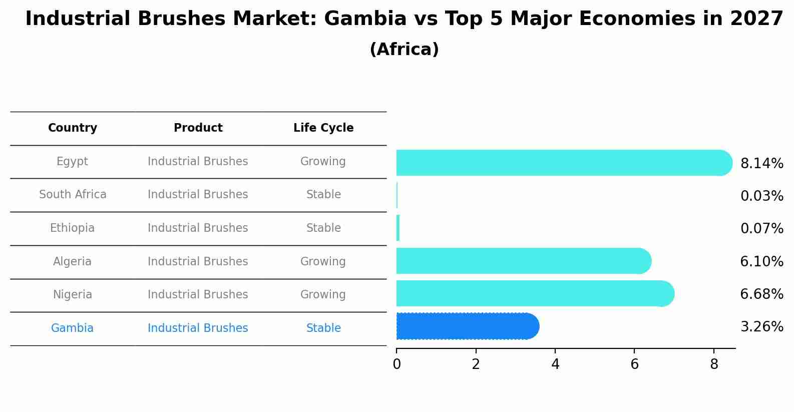 Industrial Brushes Market: Gambia vs Top 5 Major Economies in 2027 (Africa)