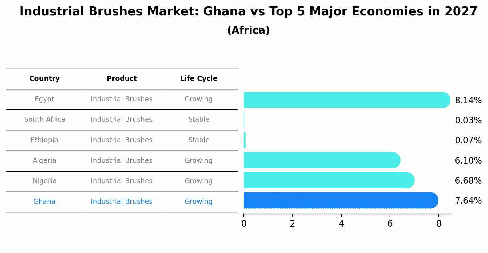 Industrial Brushes Market: Ghana vs Top 5 Major Economies in 2027 (Africa)