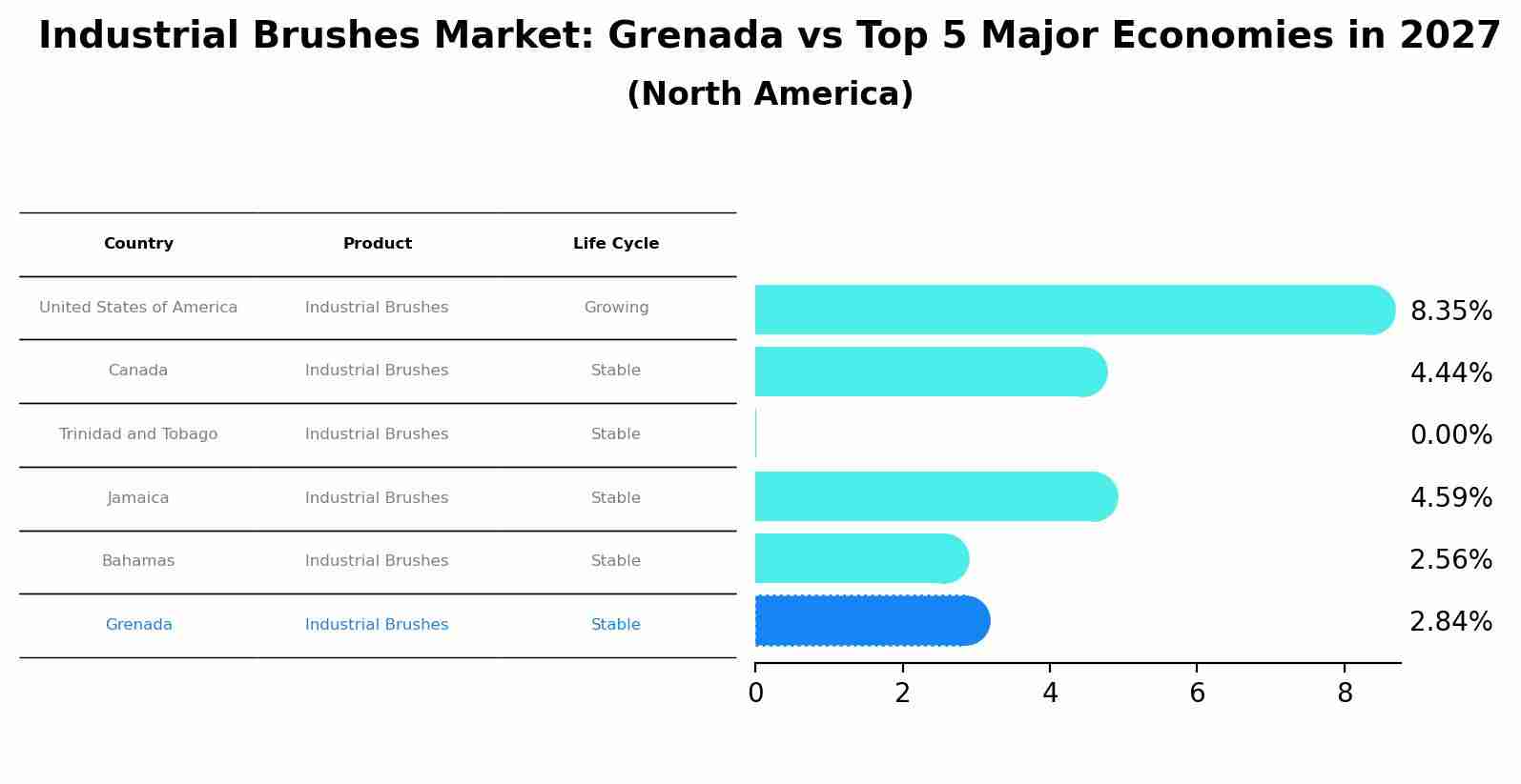 Industrial Brushes Market: Grenada vs Top 5 Major Economies in 2027 (North America)
