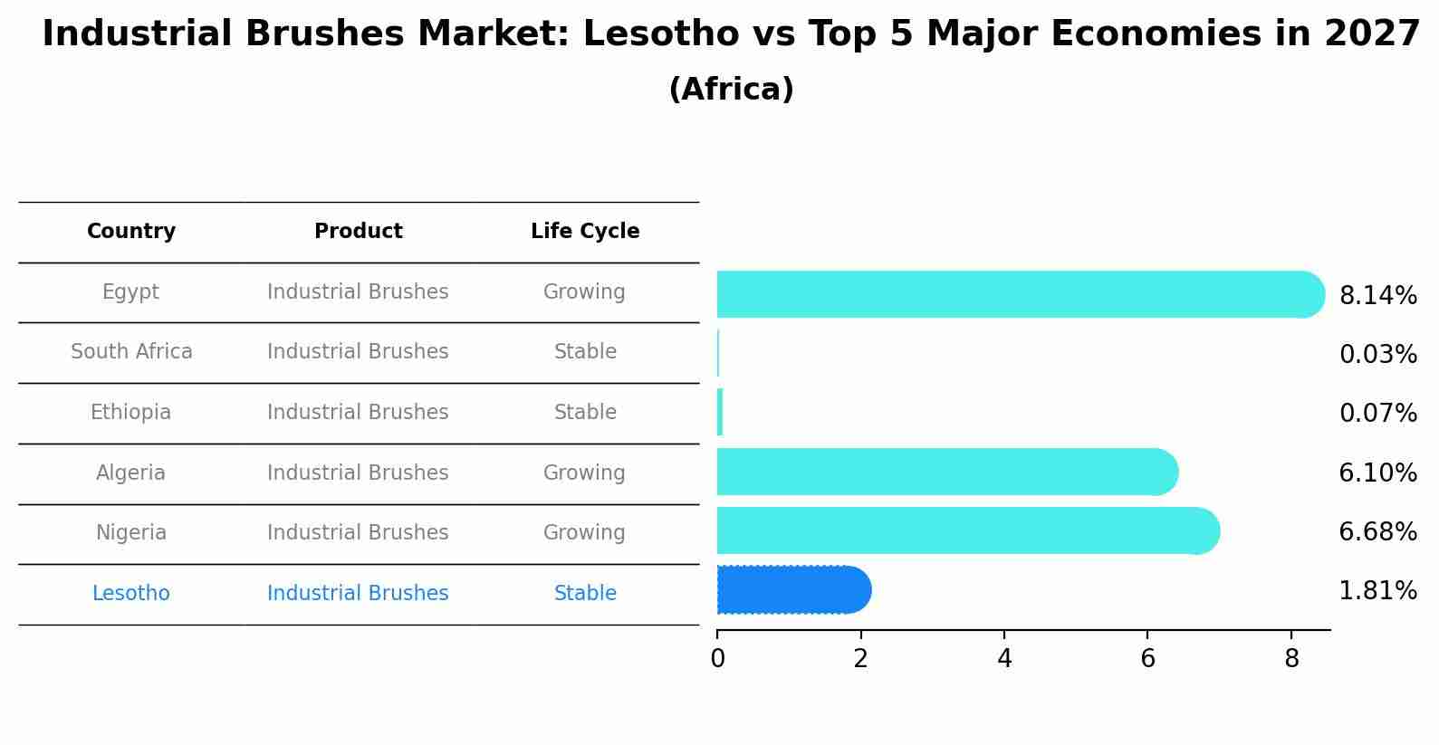 Industrial Brushes Market: Lesotho vs Top 5 Major Economies in 2027 (Africa)