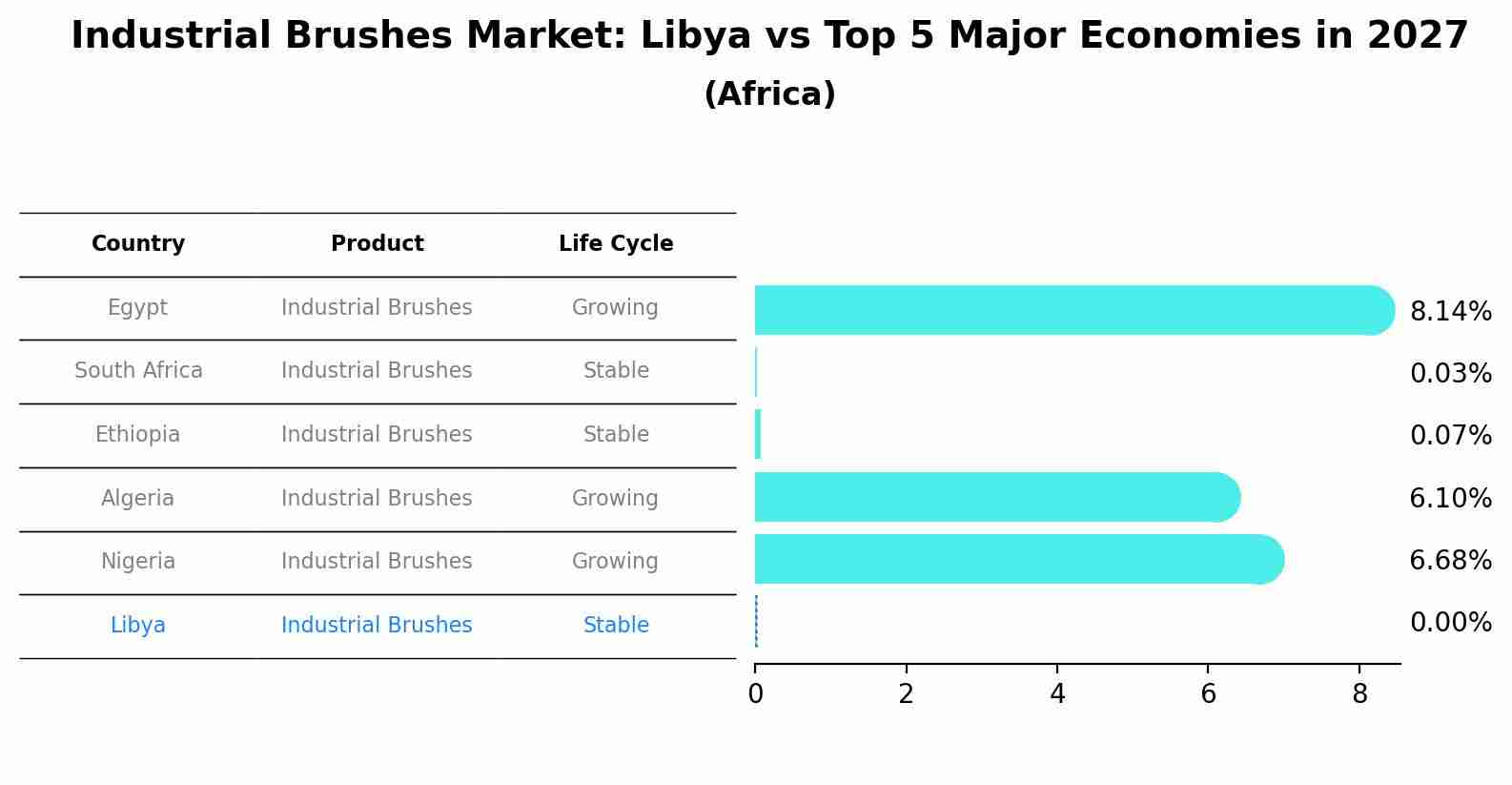Industrial Brushes Market: Libya vs Top 5 Major Economies in 2027 (Africa)