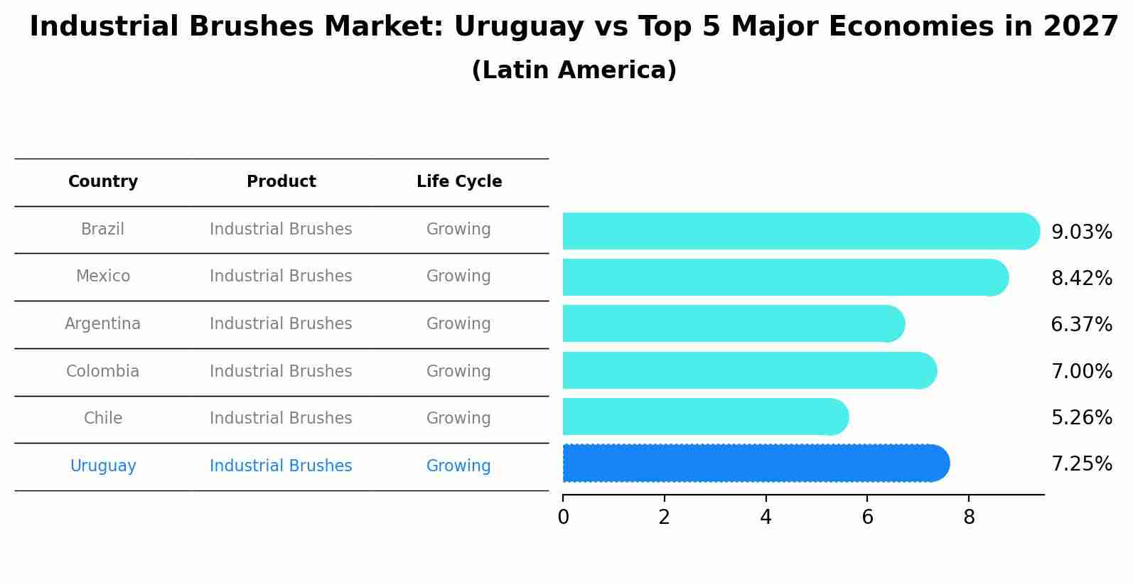 Industrial Brushes Market: Uruguay vs Top 5 Major Economies in 2027 (Latin America)