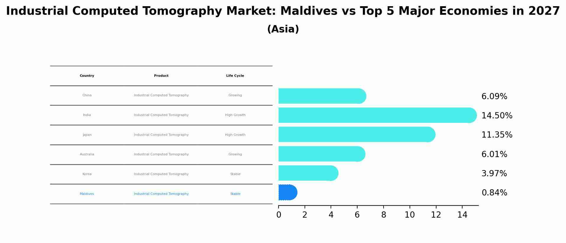 Industrial Computed Tomography Market: Maldives vs Top 5 Major Economies in 2027 (Asia)