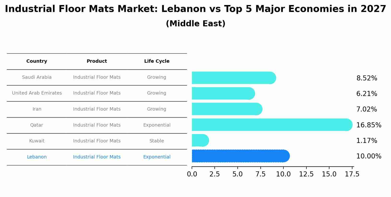 Industrial Floor Mats Market: Lebanon vs Top 5 Major Economies in 2027 (Middle East)