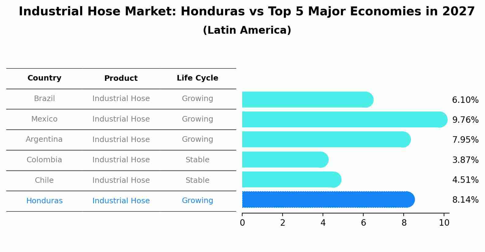Industrial Hose Market: Honduras vs Top 5 Major Economies in 2027 (Latin America)