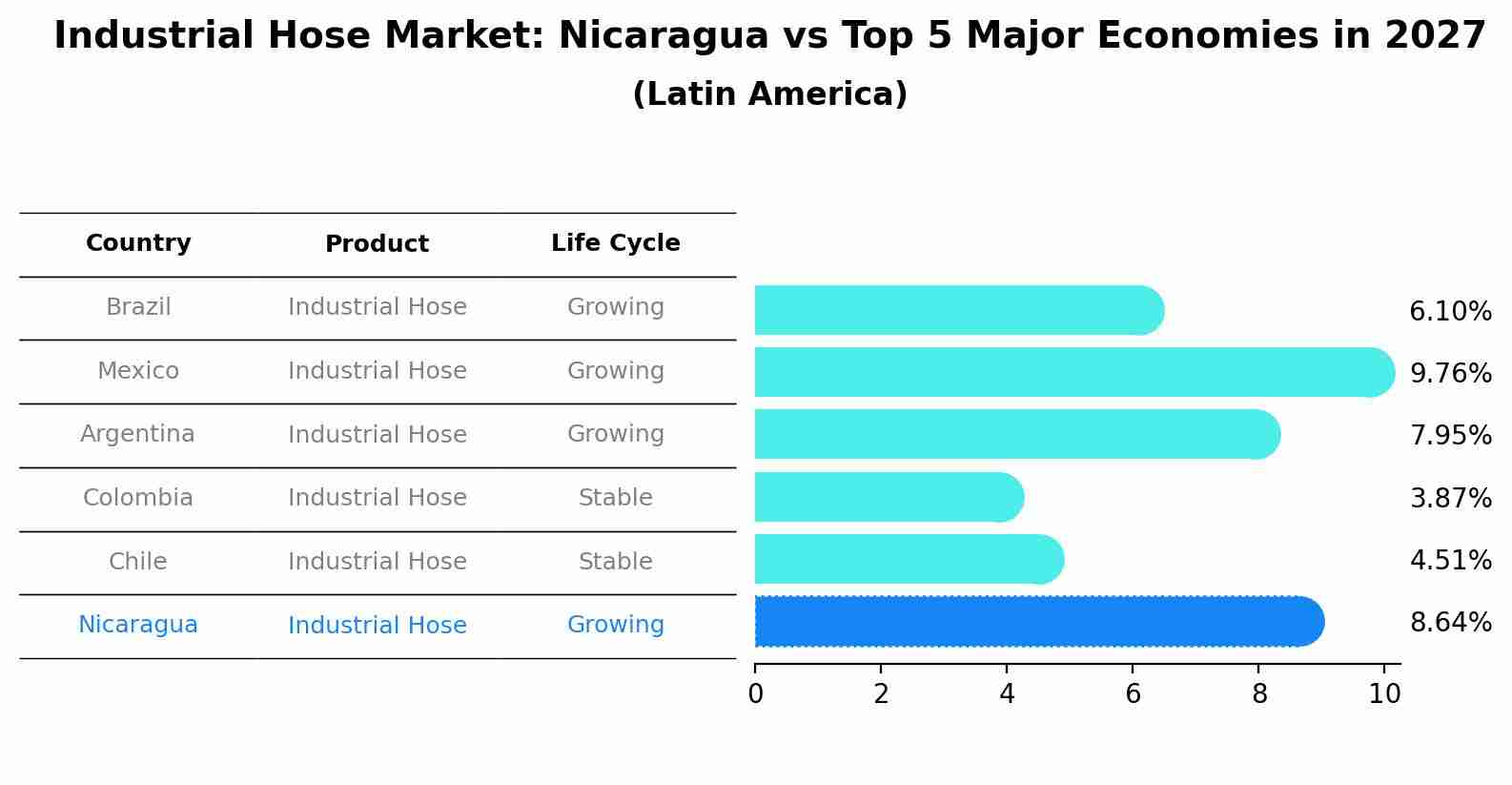 Industrial Hose Market: Nicaragua vs Top 5 Major Economies in 2027 (Latin America)