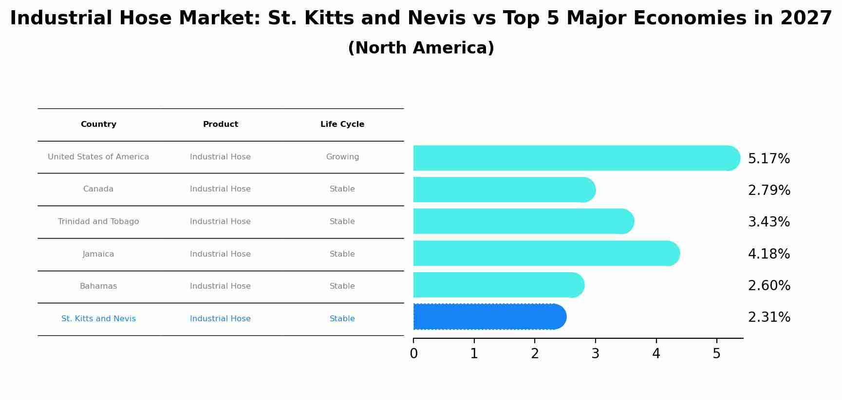 Industrial Hose Market: St. Kitts and Nevis vs Top 5 Major Economies in 2027 (North America)