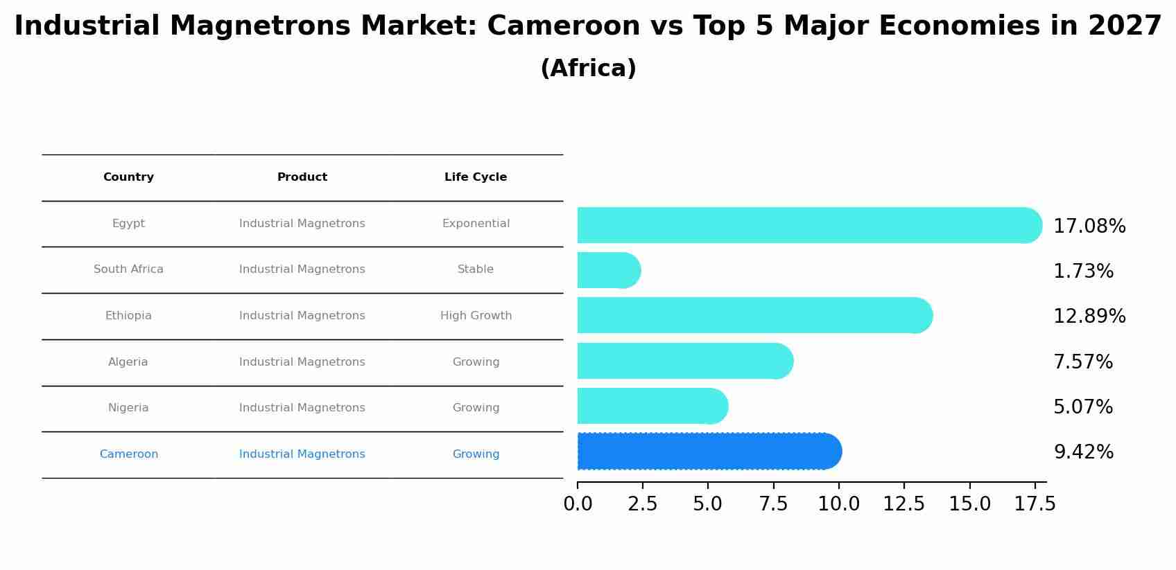 Industrial Magnetrons Market: Cameroon vs Top 5 Major Economies in 2027 (Africa)