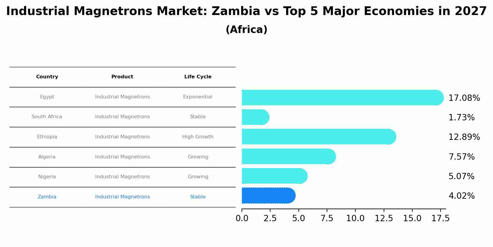 Industrial Magnetrons Market: Zambia vs Top 5 Major Economies in 2027 (Africa)