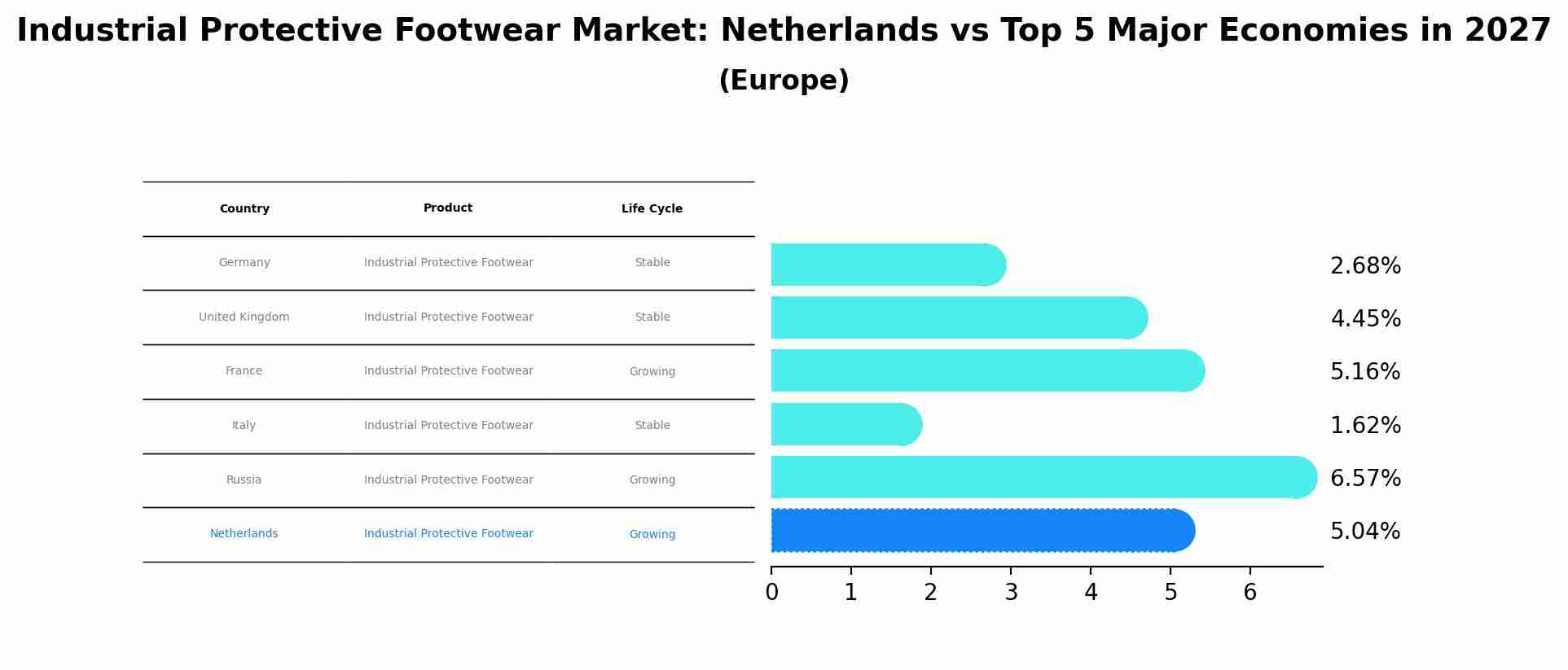 Industrial Protective Footwear Market: Netherlands vs Top 5 Major Economies in 2027 (Europe)