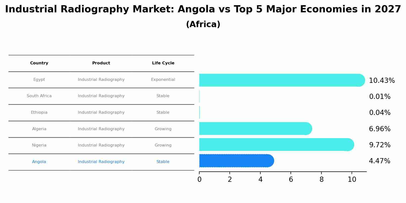 Industrial Radiography Market: Angola vs Top 5 Major Economies in 2027 (Africa)
