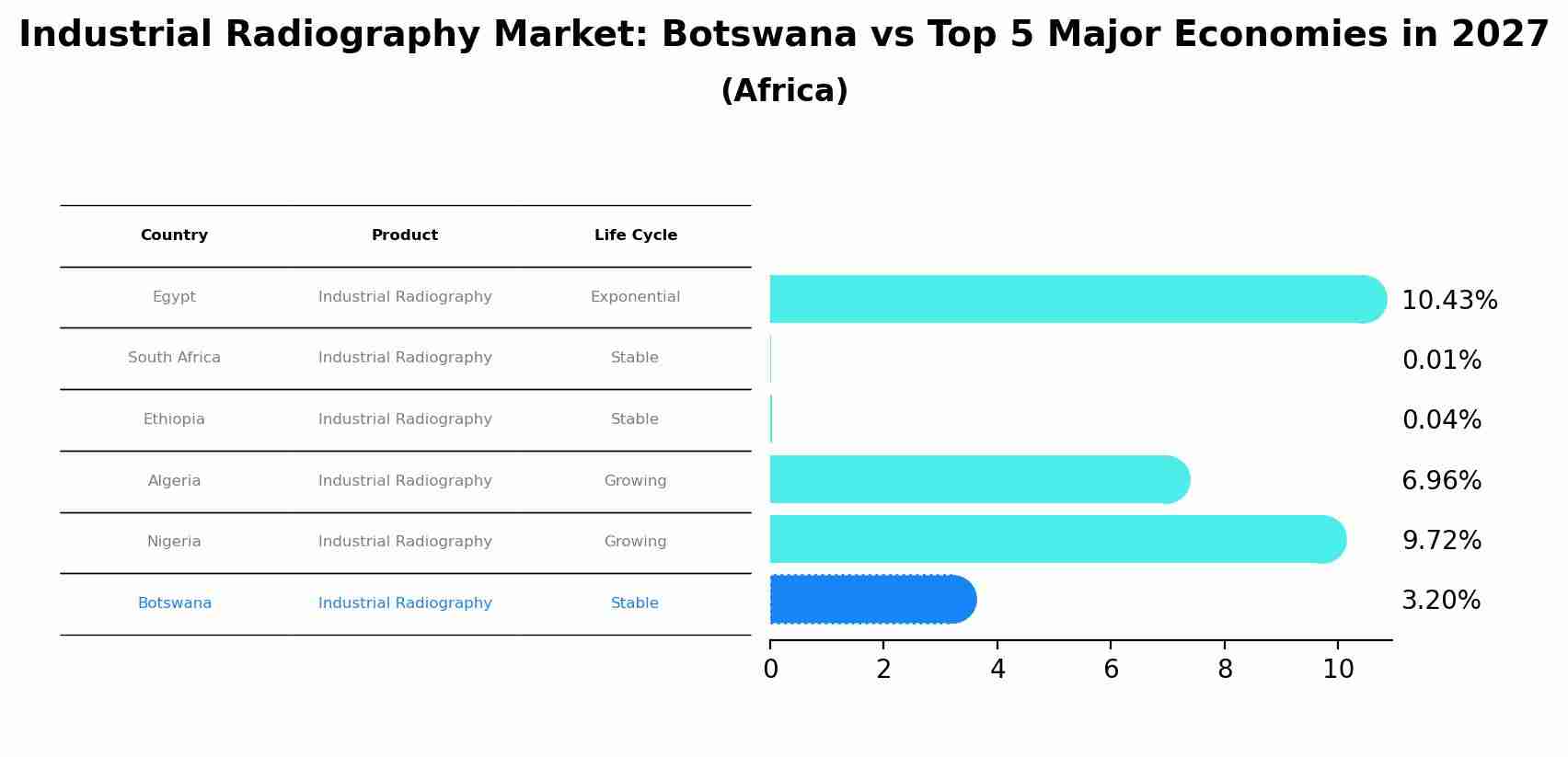 Industrial Radiography Market: Botswana vs Top 5 Major Economies in 2027 (Africa)