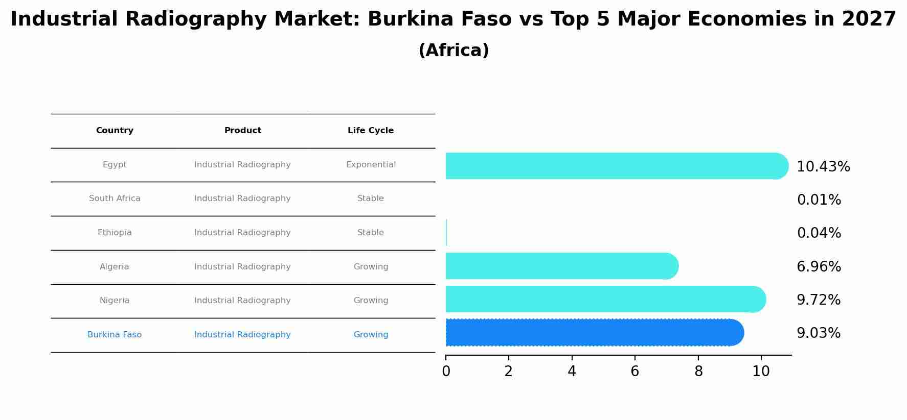 Industrial Radiography Market: Burkina Faso vs Top 5 Major Economies in 2027 (Africa)