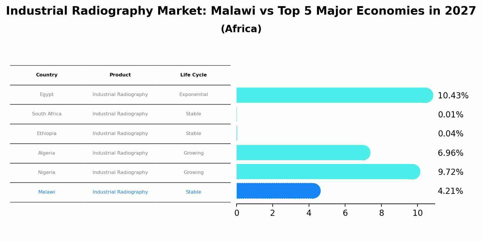 Industrial Radiography Market: Malawi vs Top 5 Major Economies in 2027 (Africa)