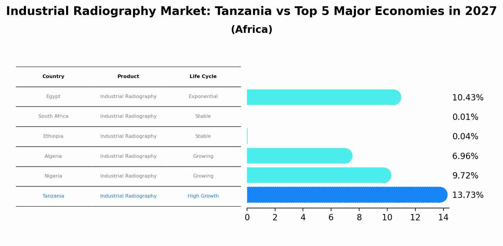 Industrial Radiography Market: Tanzania vs Top 5 Major Economies in 2027 (Africa)