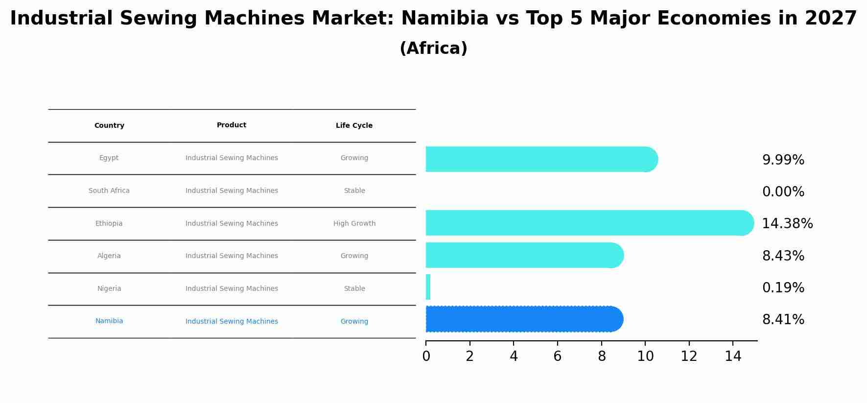 Industrial Sewing Machines Market: Namibia vs Top 5 Major Economies in 2027 (Africa)