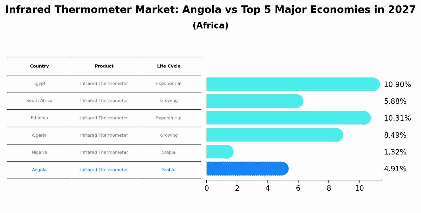 Infrared Thermometer Market: Angola vs Top 5 Major Economies in 2027 (Africa)