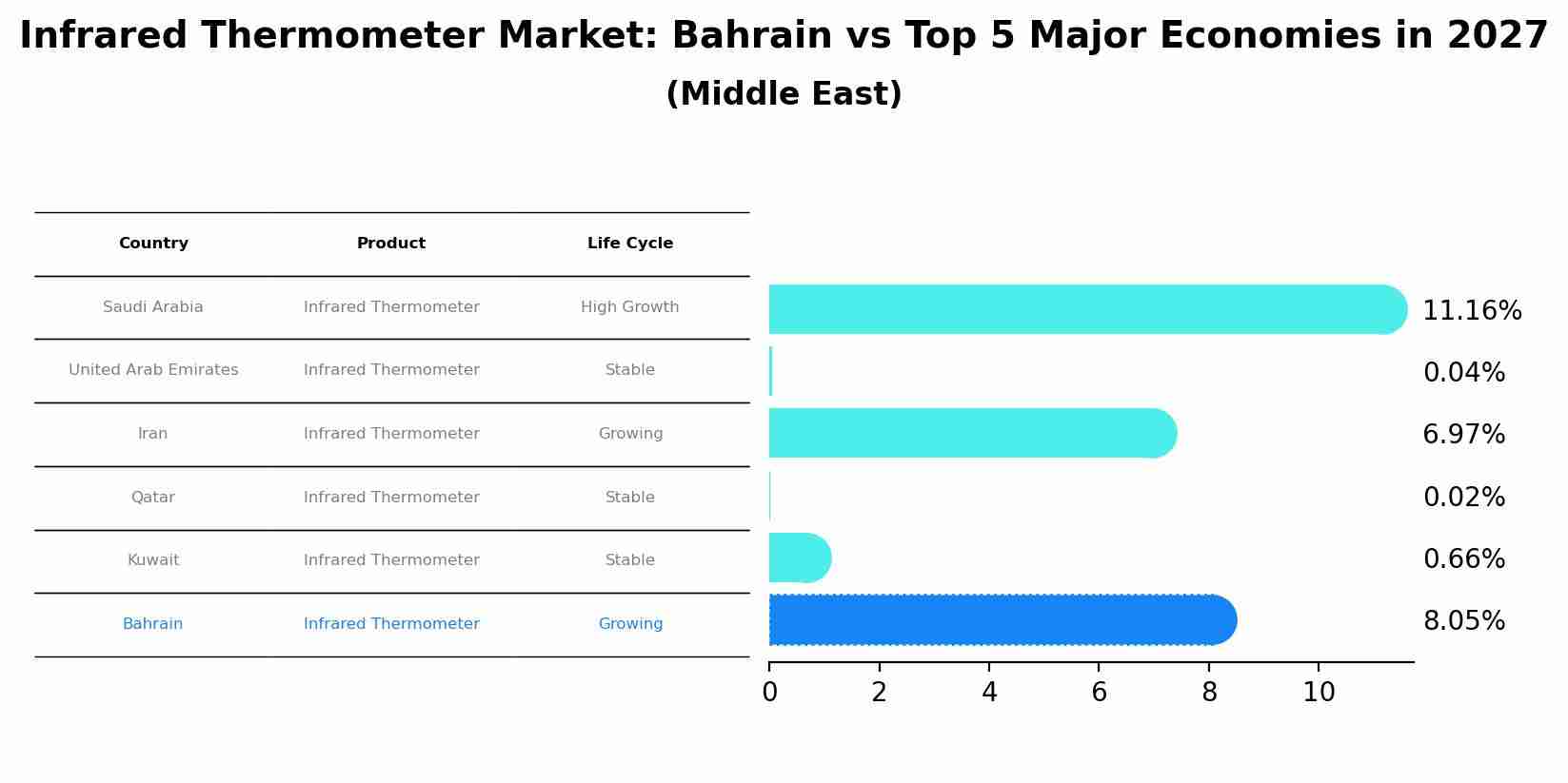 Infrared Thermometer Market: Bahrain vs Top 5 Major Economies in 2027 (Middle East)