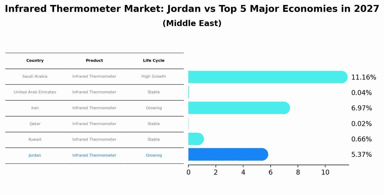 Infrared Thermometer Market: Jordan vs Top 5 Major Economies in 2027 (Middle East)
