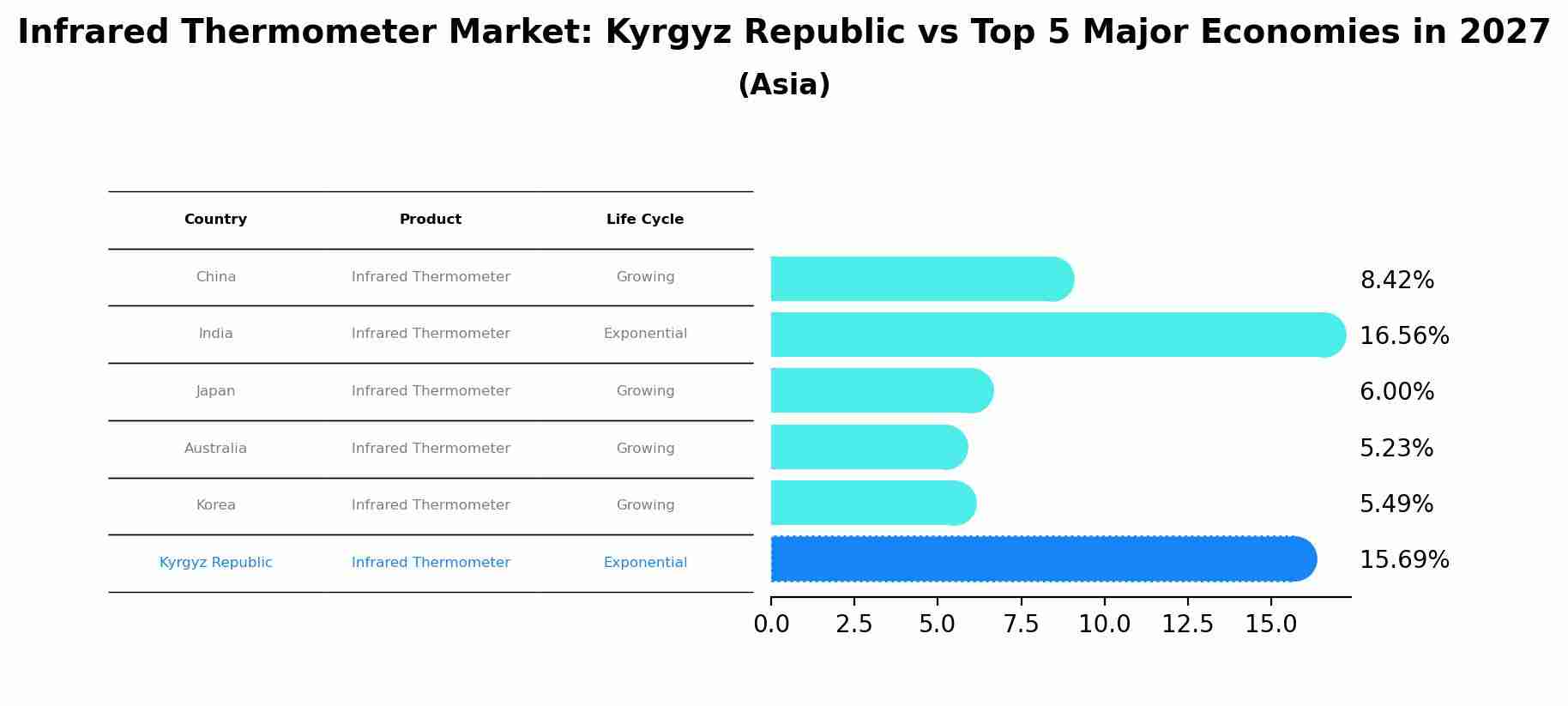 Infrared Thermometer Market: Kyrgyz Republic vs Top 5 Major Economies in 2027 (Asia)