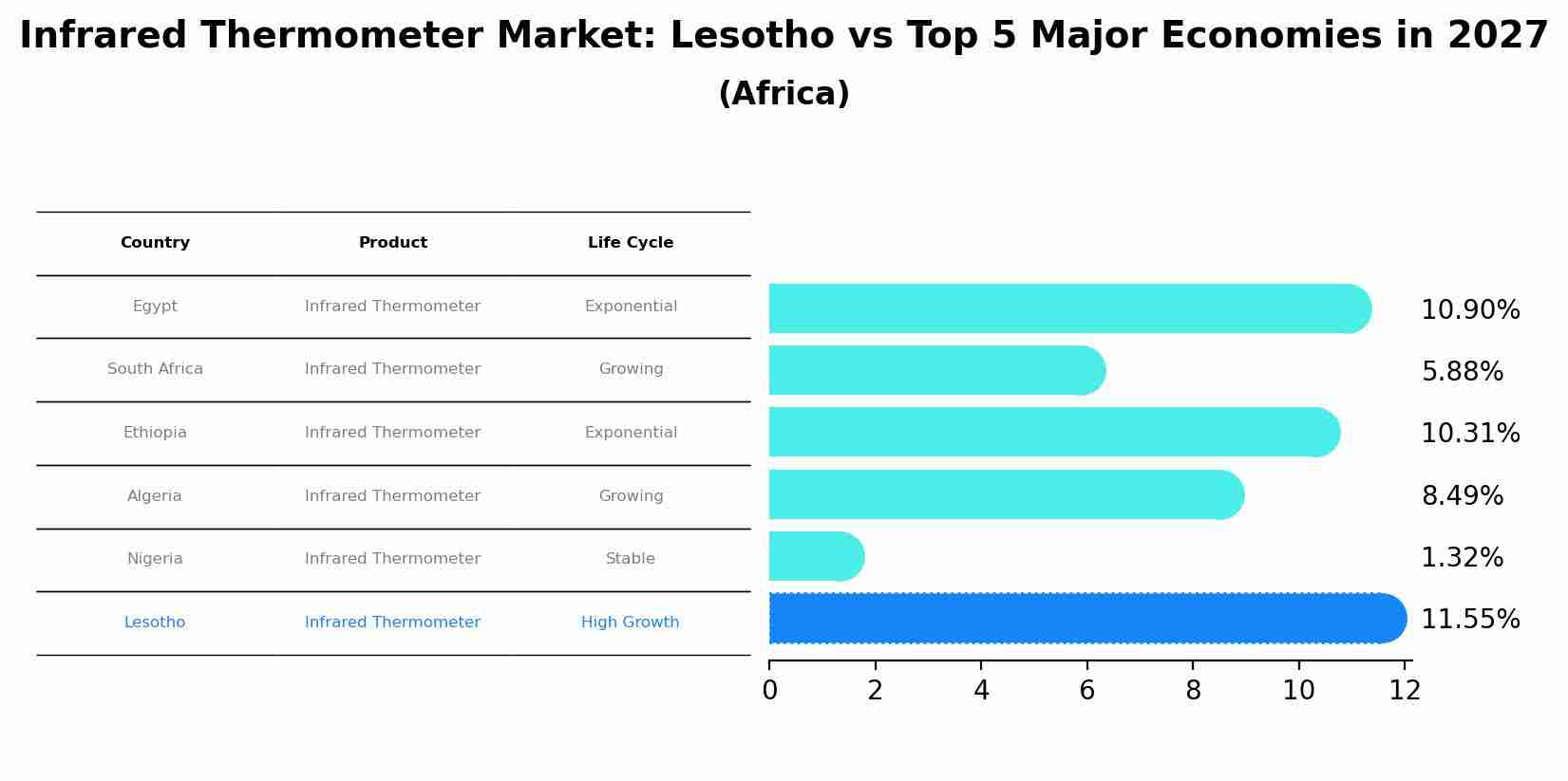 Infrared Thermometer Market: Lesotho vs Top 5 Major Economies in 2027 (Africa)