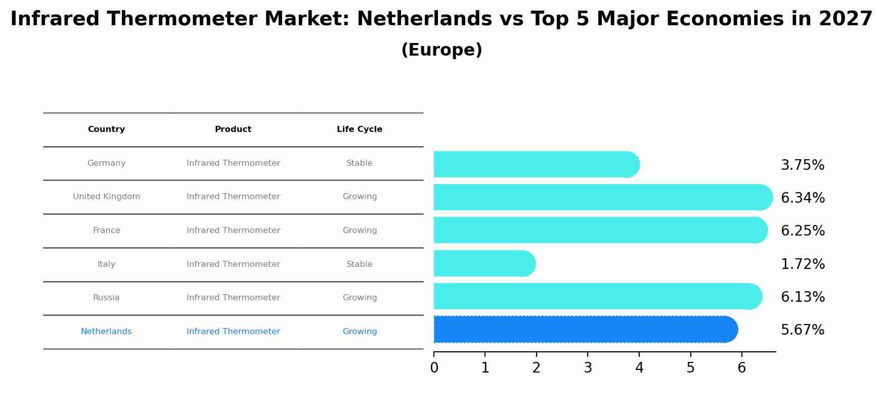 Infrared Thermometer Market: Netherlands vs Top 5 Major Economies in 2027 (Europe)