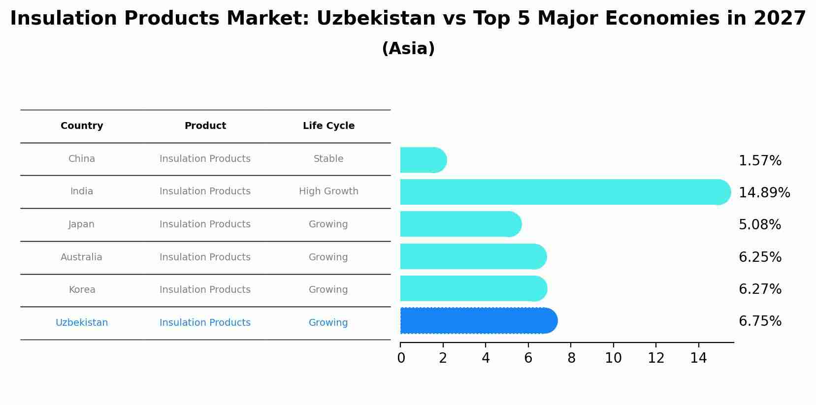 Insulation Products Market: Uzbekistan vs Top 5 Major Economies in 2027 (Asia)
