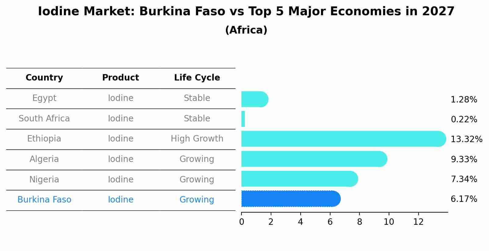 Iodine Market: Burkina Faso vs Top 5 Major Economies in 2027 (Africa)